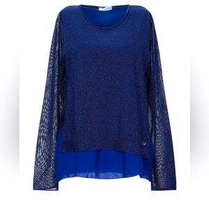 BLUMARINE Gorgeous evening or casual blouse/shirt. Navy blue color. Authentic.